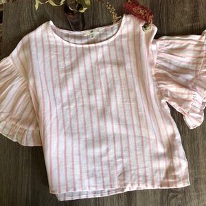 BP Ruffle Sleeve Linen Blend